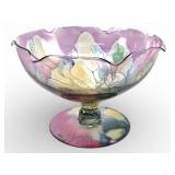 Rueven Glass Co. Hand-Painted Compote