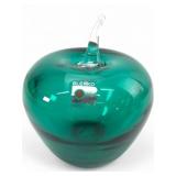 Blenko Glass Handmade Green Apple Paperweight