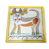 Cannara Italian Pottery Hand-Painted Bull Tile