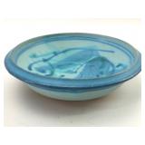 J.T. Abernathy Signed Aqua and Cobalt Ceramic Bowl