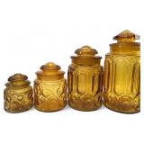 MCM L.E. Smith Amber Moon & Stars Canister Set