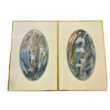 Signed Floral Butterfly Watercolor Art, pr.