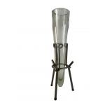 VTG Hand-Blown Glass Vase in Metal Tripod Stand
