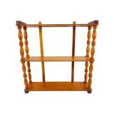 Vintage Three-Tier Turned Wood Wall Shelf