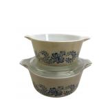 Pyrex Homestead Pattern Casserole Dishes, 1.5 & 2.