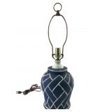 Blue and White Ceramic Bamboo Lattice Table Lamp