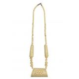 Carved Bovine Bone Pendant Necklace
