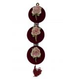 Vintage Porcelain Rose and Velvet Wall Hanging