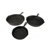 Mainstays and Unmarked Cast Iron Skillet Set