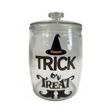 Glass Trick or Treat Halloween Cookie Jar