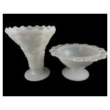 Anchor Hocking Milk Glass Vase and Bowl Set