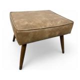 Mid-Century Modern Tan Vinyl Ottoman