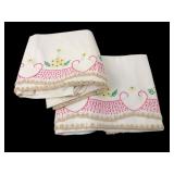 Hand Embroidered Pillowcases with lace trim