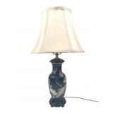 Chinese Porcelain Lotus and Hummingbird Vase Lamp