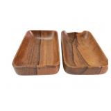 Pair of Vintage Monkey Pod Wood Rectangle Bowls