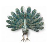 Painted Metal Peacock Garden Sculpture