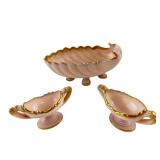 Sadler Majestic Pink Lustre Ware Gondola Vase Set