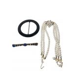 Astor Germany Belt Buckle, Pearl Necklace & Pin