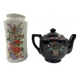 Japanese Hand-Painted Porcelain Vase and Teapot