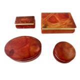 Italian Hand Painted Alabaster Trinket Box Set