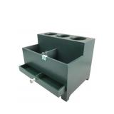 Hand-Painted Wooden Desk Organizer with Drawer