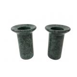 Vintage green marble candle holders