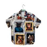 Regal Cat Portrait Print Polyester Shirt, Size L