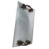 Vintage Beveled Mirror Vanity Tray with Brass Hand