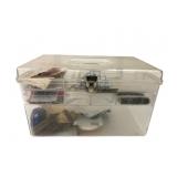 Vintage Clear Plastic Sewing Box with Supplies