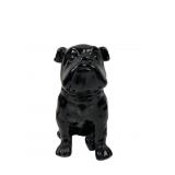 Black Glazed Ceramic Sitting Bulldog Figurine