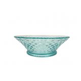 Aqua Blue Pressed Glass Diamond Pattern Bowl