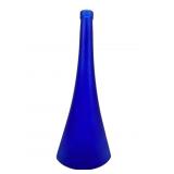 Cobalt Blue Frosted Glass Fan-Shaped Vase