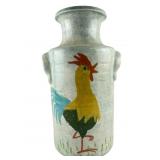 MLR Hand-Painted Rooster Stoneware Floor Vase
