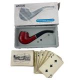 Haojue Tobacco Pipe and vintage Playing Cards
