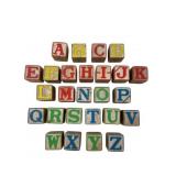 Vintage Embossed Wooden Alphabet Blocks