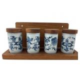 Blue Danube Porcelain Spice Jar Set with Rack