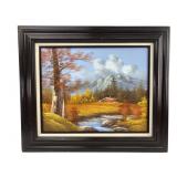 R. Delino Signed Autumn Landscape Oil Painting