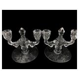 VTG Heisey Glass Trident Double Taper Holders