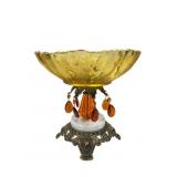 VTG Hollywood Regency Amber Glass Compote