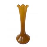 Vintage striped butterscotch art glass bud vase