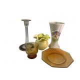 Shawnee Pottery Vase and Assorted Glassware Lot