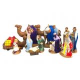 Vintage 11-Piece Hand-Painted Ceramic Nativity Set