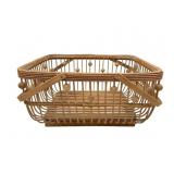 MCM Bamboo and Rattan Slat Basket with Wood Beads