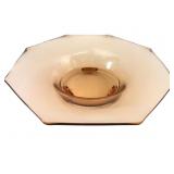Amber Depression Glass Octagonal Footed Bowl