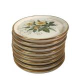 Yellow Rose Pattern Porcelain Coasters, Set of 8