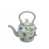 Hand-Painted Porcelain Miniature Teapot with Appli