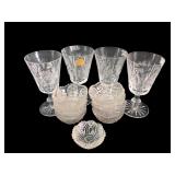 Czechoslovakian Cut Crystal Stemware and Salt Cell