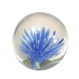 VTG Art Glass Blue Anemone Paperweight