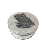 Unmarked Metal Tin with Embossed Moose Motif