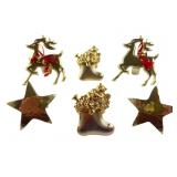 Set of 6 Brass Christmas Napkin Rings